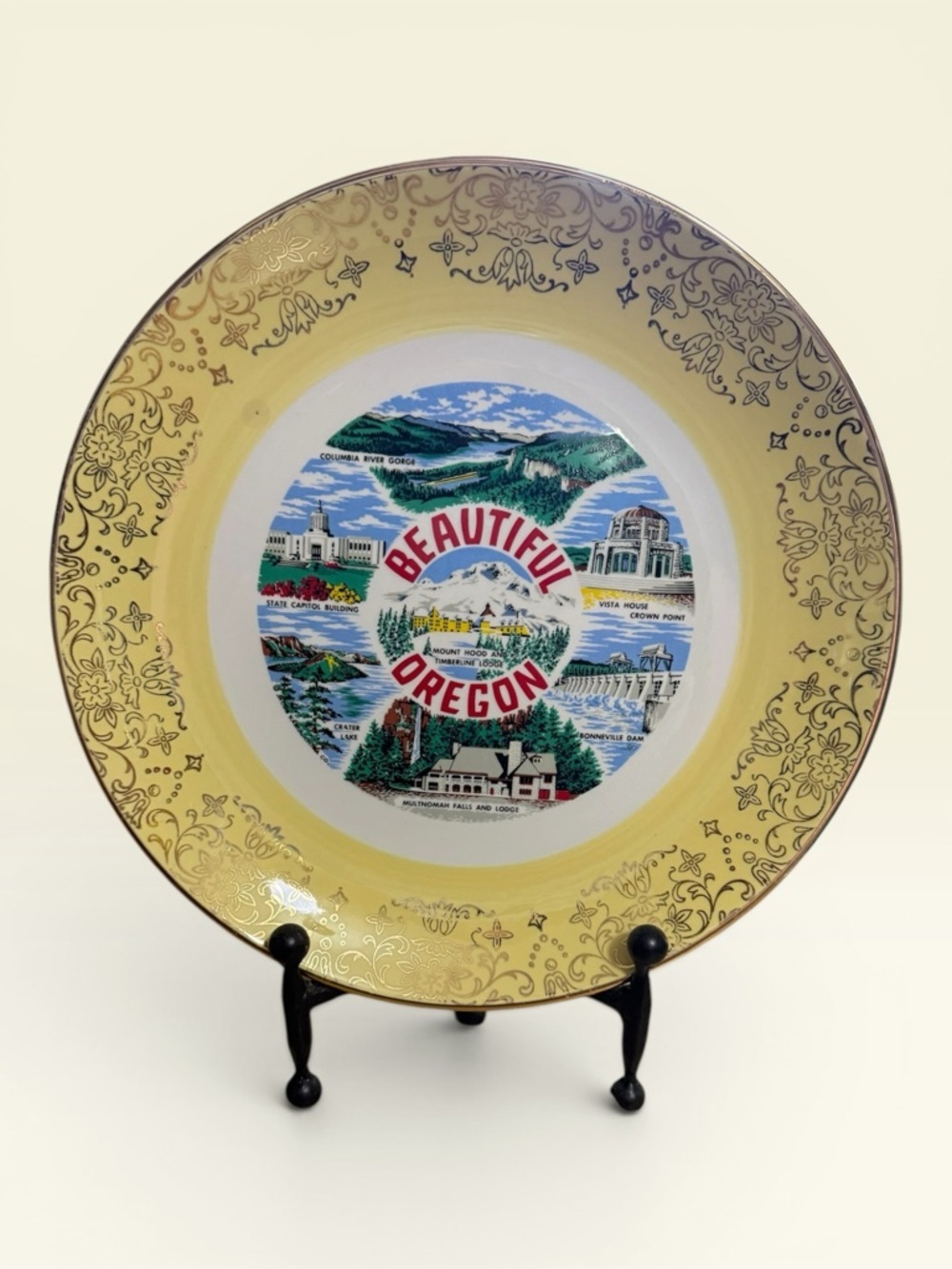 Vintage Oregon Souvenir Collector Plate by Jacob Karol China Co.